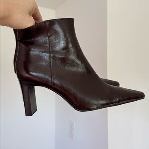Mango Rich Brown Leather Heeled Boots